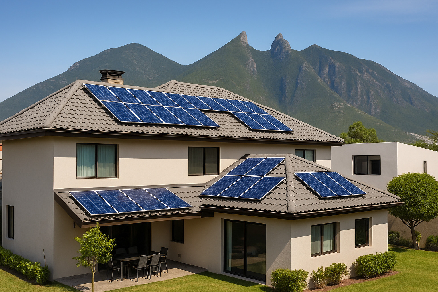 Casa de familia regiomontana con panales solares